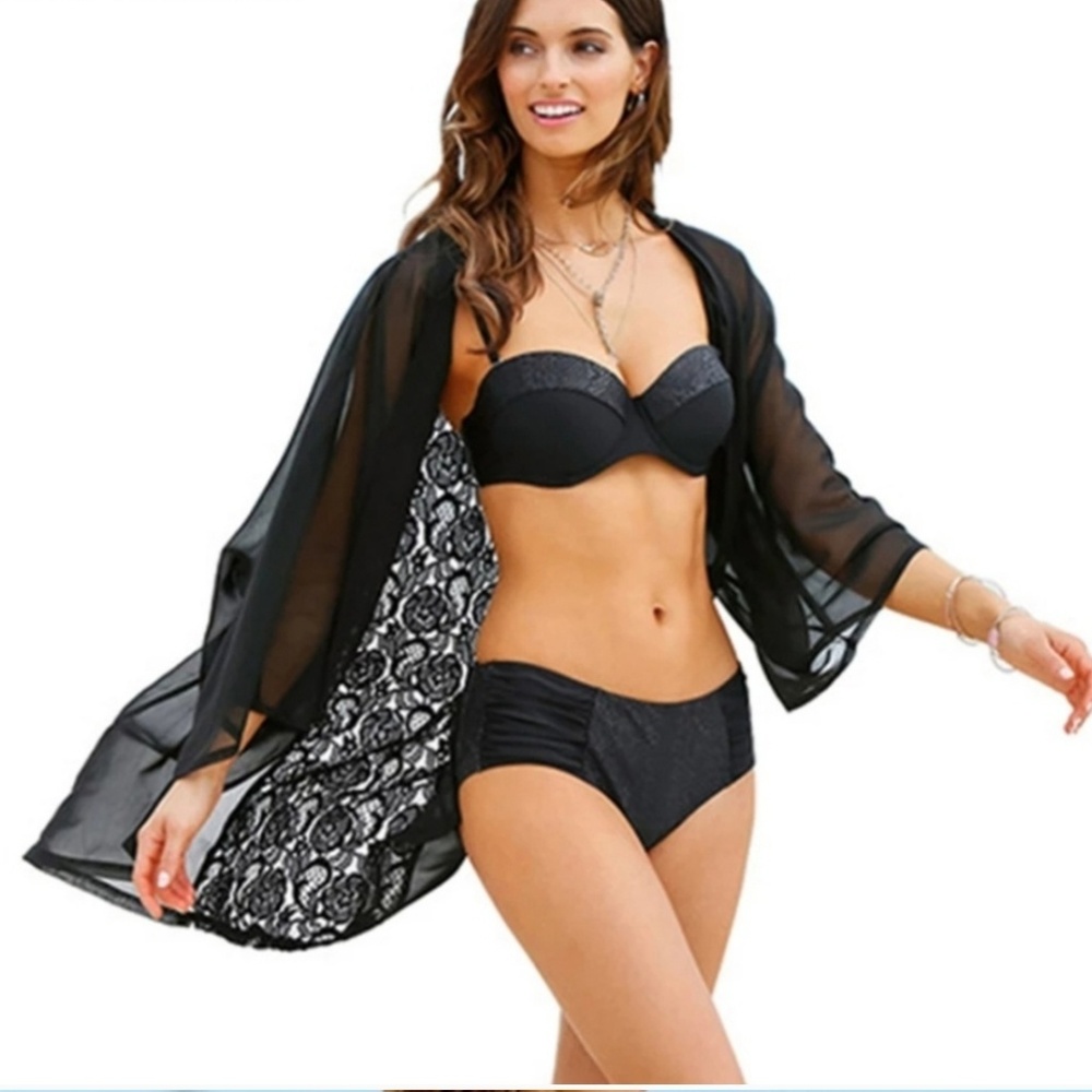 Sexy Lacey Beach Cover up Black